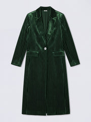 Odette silk blend velvet pinstripe coat - Forest Green | NRBY Clothing