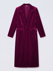 Odette Silk Blend Velvet Coat - Crushed Berry
