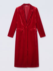 Odette Silk Blend Velvet Coat - Red