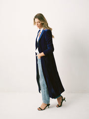 Odette Silk Blend Velvet Coat - Midnight