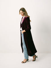 Odette Silk Blend Velvet Coat - Crushed Berry