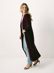 Odette Silk Blend Velvet Coat - Crushed Berry