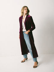Odette Silk Blend Velvet Coat - Crushed Berry