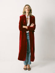 Odette Silk Blend Velvet Coat - Red