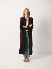 Odette Silk Blend Velvet Coat - Crushed Berry