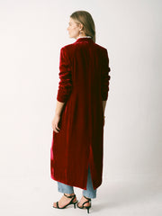 Odette Silk Blend Velvet Coat - Red