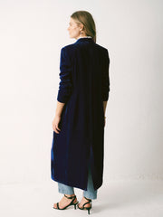 Odette Silk Blend Velvet Coat - Midnight