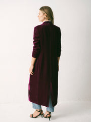 Odette Silk Blend Velvet Coat - Crushed Berry