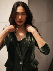 Odette silk blend velvet opera coat - Khaki