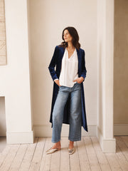 Odette silk blend velvet opera coat - Midnight