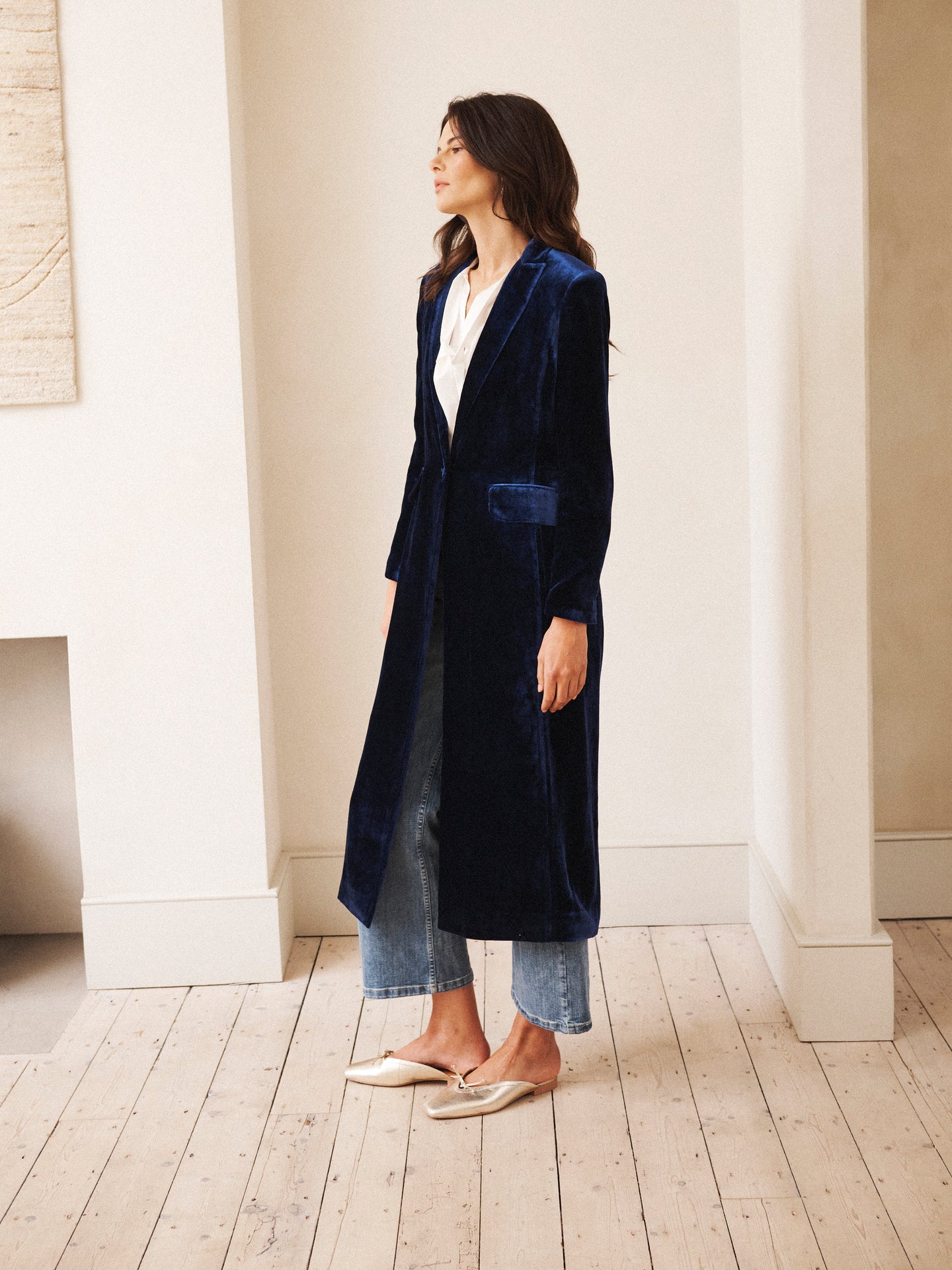 Odette silk blend velvet opera coat - Midnight