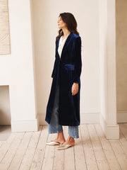 Odette silk blend velvet opera coat - Midnight