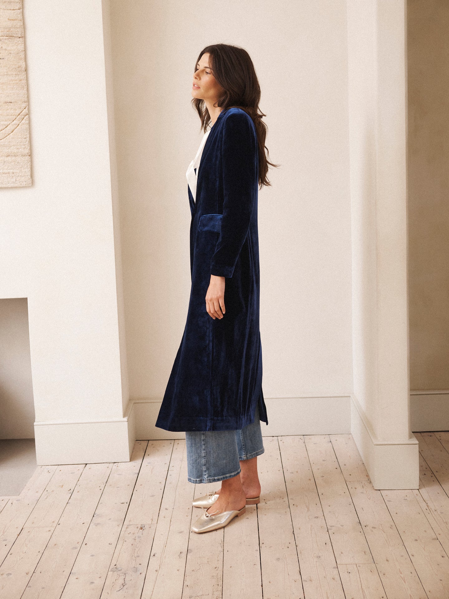 Odette silk blend velvet opera coat - Midnight