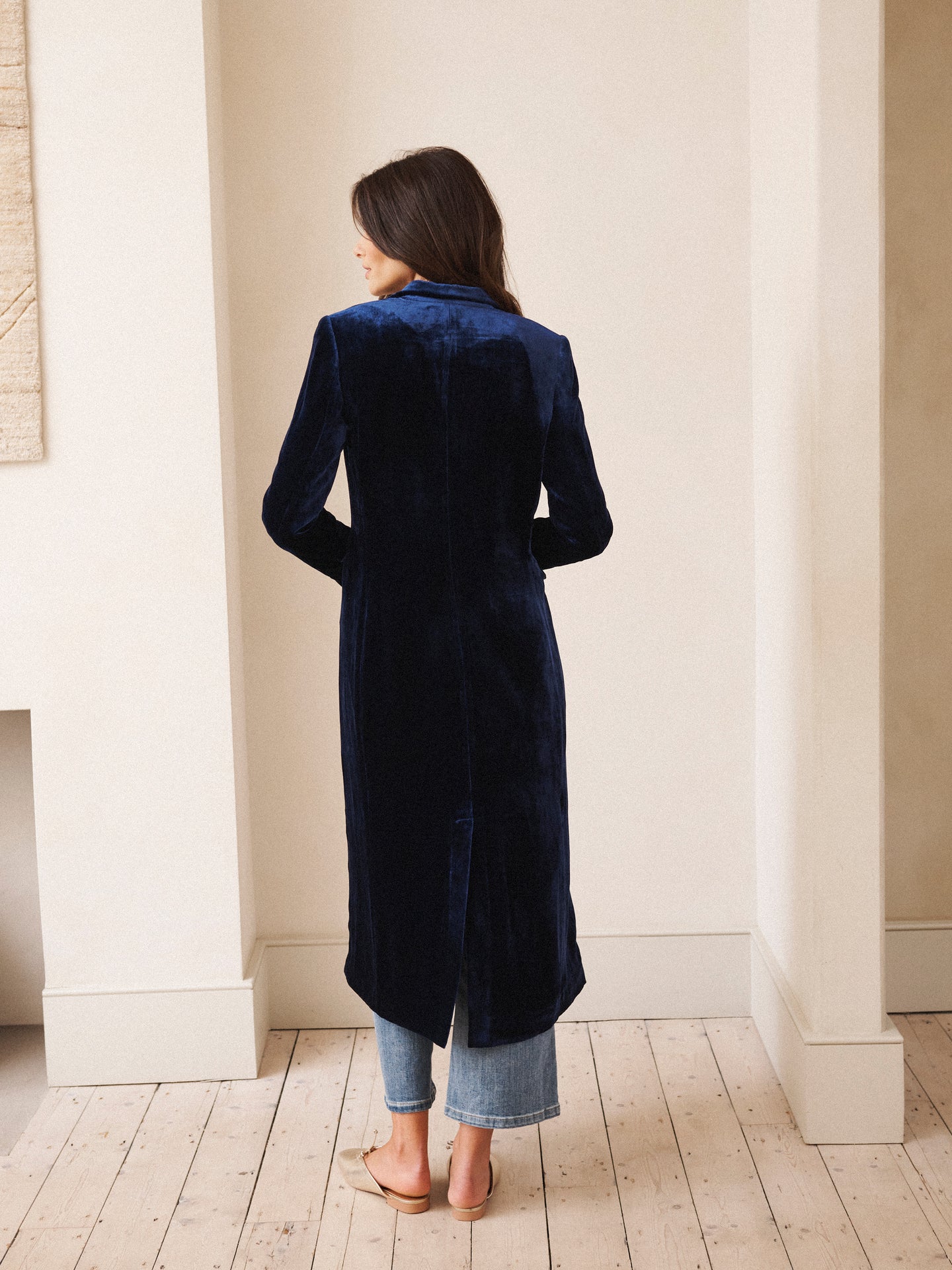 Odette silk blend velvet opera coat - Midnight