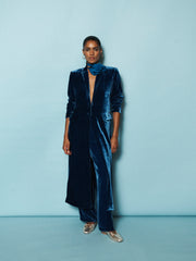 Velvet Opera Coat & Velvet Palazzo Trouser co-ord - Peacock