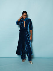 Odette silk blend velvet opera coat - Peacock