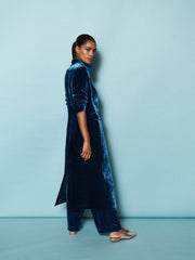 Odette silk blend velvet opera coat - Peacock
