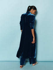 Velvet Opera Coat & Velvet Palazzo Trouser co-ord - Peacock
