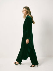 Odette Silk Blend Velvet Pinstripe Coat - Forest Green