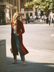 Odette Silk Blend Velvet Coat - Red