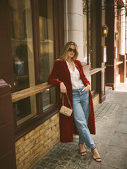Odette Silk Blend Velvet Coat - Red