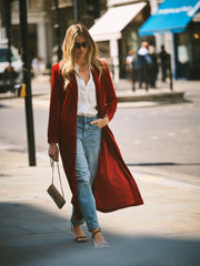 Odette Silk Blend Velvet Coat - Red