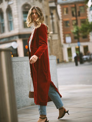 Odette Silk Blend Velvet Coat - Red