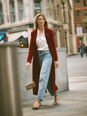 Odette Silk Blend Velvet Coat - Red