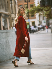 Odette Silk Blend Velvet Coat - Red