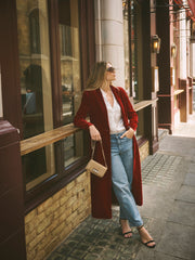 Odette Silk Blend Velvet Coat - Red