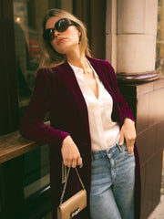 Odette silk blend velvet coat - Crushed Berry | NRBY Clothing