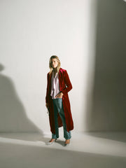 Odette Silk Blend Velvet Coat - Red