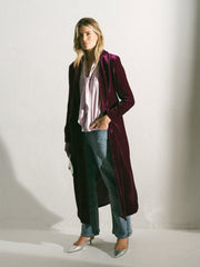 Odette Silk Blend Velvet Coat - Crushed Berry