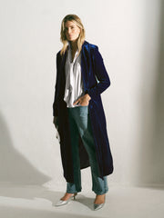 Odette Silk Blend Velvet Coat - Midnight