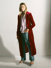 Odette Silk Blend Velvet Coat - Red