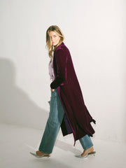 Odette Silk Blend Velvet Coat - Crushed Berry