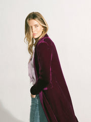 Odette Silk Blend Velvet Coat - Crushed Berry
