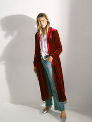 Odette Silk Blend Velvet Coat - Red