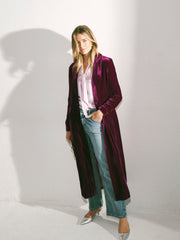 Odette Silk Blend Velvet Coat - Crushed Berry