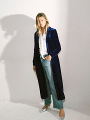 Odette Silk Blend Velvet Coat - Midnight