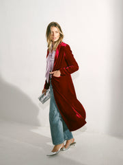 Odette Silk Blend Velvet Coat - Red