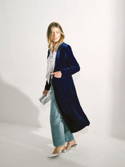 Odette Silk Blend Velvet Coat - Midnight