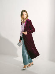 Odette Silk Blend Velvet Coat - Crushed Berry