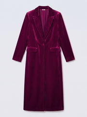 Odette silk blend velvet coat - Crushed Berry | NRBY Clothing