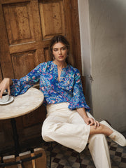 Oleta silk painterly paisley print top