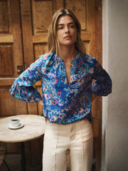 Oleta silk painterly paisley print top