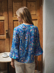 Oleta silk painterly paisley print top