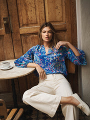 Oleta silk painterly paisley print top