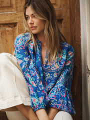 Oleta silk painterly paisley print top