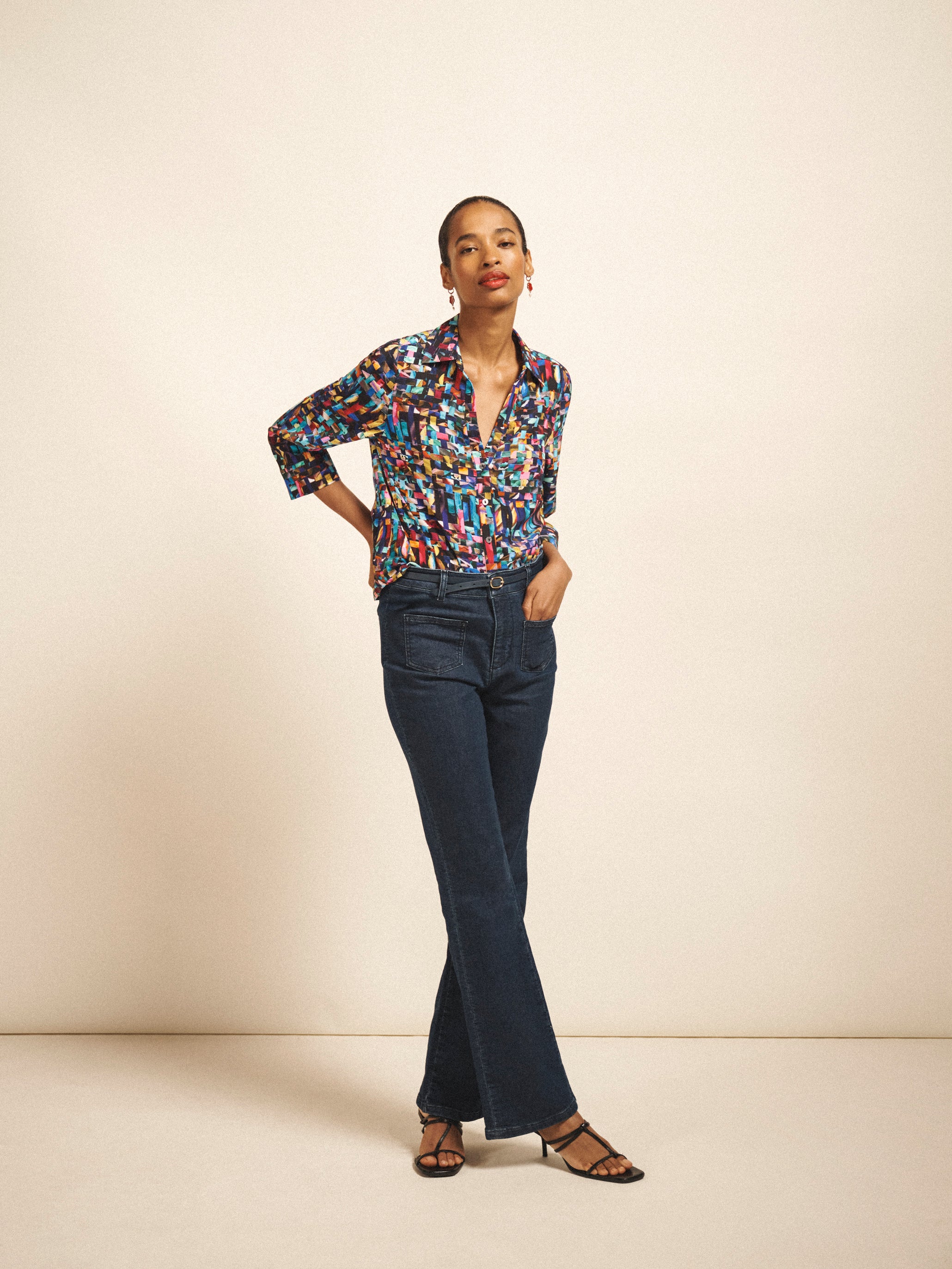 Opal Viscose Ribbon Print Top | NRBY Clothing